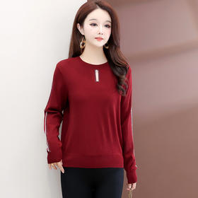 QYM 25702-Y薄款休闲衫时尚纯色针织衫宽松打底衫