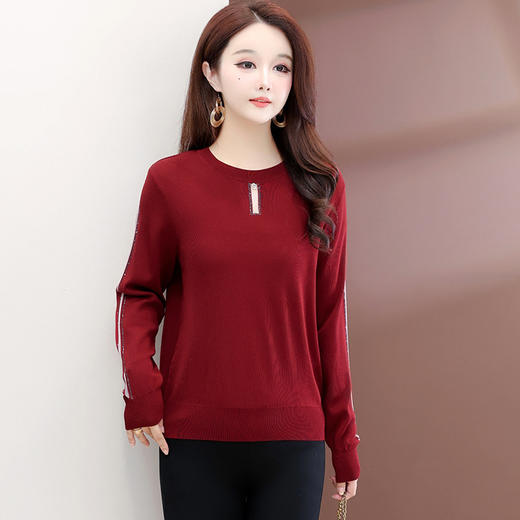 QYM 25702-Y薄款休闲衫时尚纯色针织衫宽松打底衫 商品图0