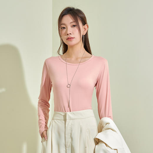 【秒杀❗️49.9抢2件🔥气质打底衫】优雅知性，百搭保暖，修身显瘦不臃肿！软糯圆领高级感面膜仿羊绒春秋季新款内搭长袖T恤女显瘦修身上衣 商品图12