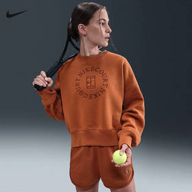 NIKE耐克女卫衣2025秋新款宽松加绒刺绣印花圆领套头衫HJ8989-246
