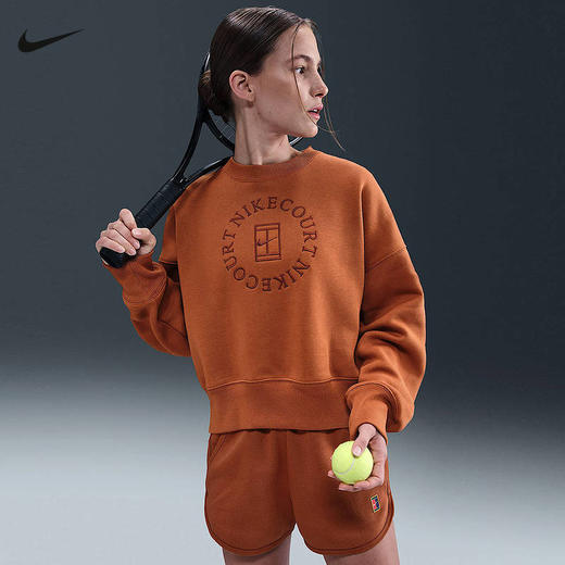 NIKE耐克女卫衣2025秋新款宽松加绒刺绣印花圆领套头衫HJ8989-246 商品图0