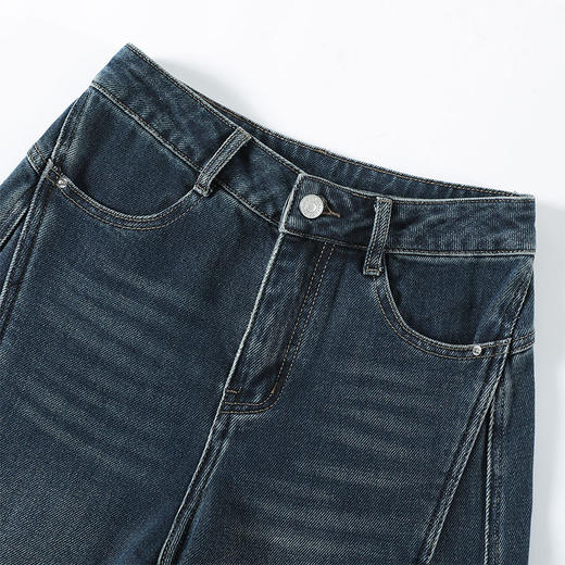 MYX窄版牛仔阔腿裤垂坠感修身直筒裤2025年秋季新款显瘦高腰休闲长裤 商品图3