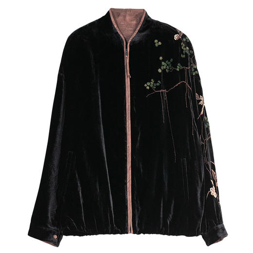 牧衣游原创 丝绒精工手绣短外套秋季新款宽松禅意东方开衫 韶光 商品图4