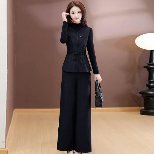 QYM 25YS23-Y时尚休闲套装马甲针织裤阔腿裤三件套 商品图1