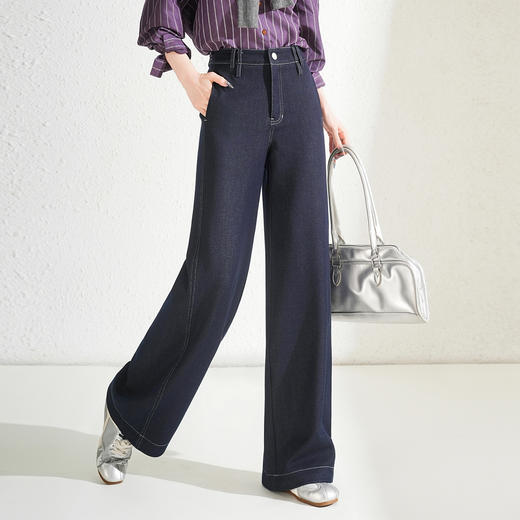 QYM 5236-Y时尚阔腿裤高腰直筒牛仔裤宽松休闲裤 商品图1