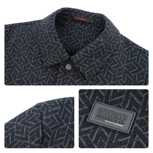 【满身提花工装茄克】柒牌男装2025秋季新品翻领弹力休闲茄克衫129K70790 商品图3