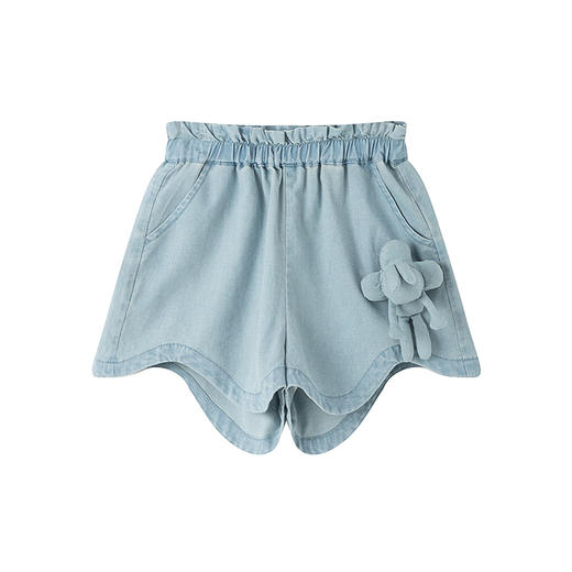 【MQD】女童夏季凉感舒适立体装饰休闲牛仔短裤 商品图3