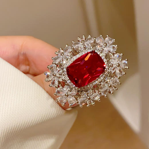 法式复古宫廷花团锦簇戒指开口可调节戒 商品图1