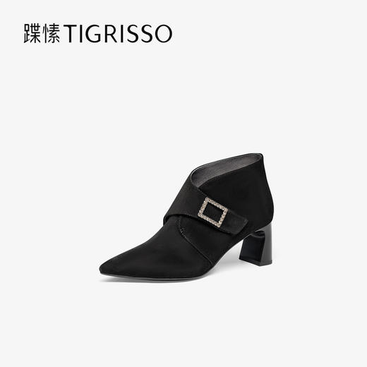 【云粉节】 BF楼蹀愫25秋冬新款魔术贴时装靴粗跟尖头短靴通勤羊绒踝靴吊牌价1998活动价999 商品图3