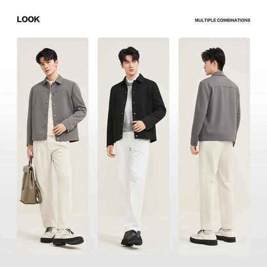 【华夫格提花茄克】柒牌夹克男士秋冬新款商务休闲男装翻领外套129K70710 商品图2