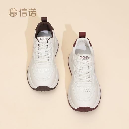 信诺时尚妈妈鞋厚底增高小白鞋舒适软底运动休闲鞋女2025秋季新款X5Q122-196 商品图0