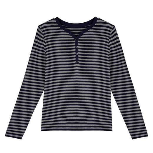 丁摩 条纹长袖t恤女春秋季内搭可外穿上衣正肩v领打底衫5ZF-30109 商品图4