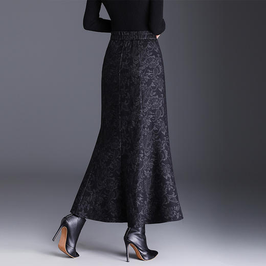 MYX印花通勤鱼尾裙2025年秋季新款长款高腰半身裙显瘦洋气包臀裙长裙 商品图2