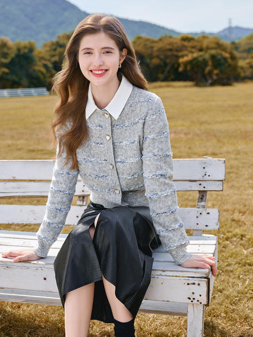 【百图lulu定制】【香风针织外套】雀羽绒 混纺编织 香风 长袖外套 商品图5