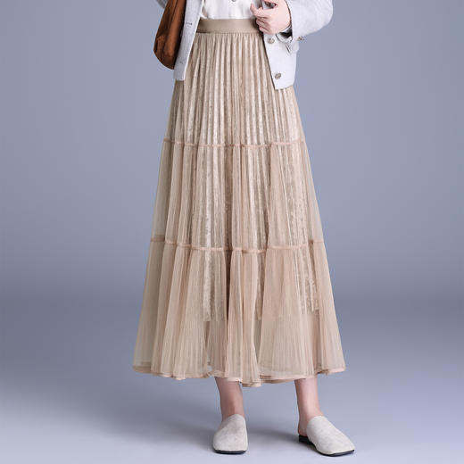 MYX两面穿百褶大摆裙松紧腰休闲长裙2025年秋季新款垂坠感时尚半身裙 商品图1