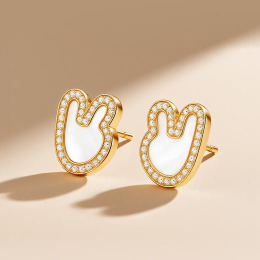 袋鼠团团贝母耳钉 商品图4