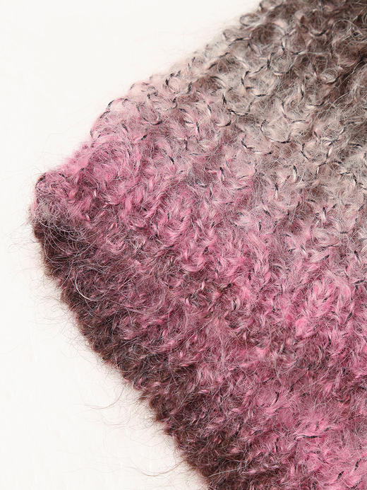 甜美风渐变色马海毛毛衣女 宽松圆领软糯长袖针织衫 商品图4