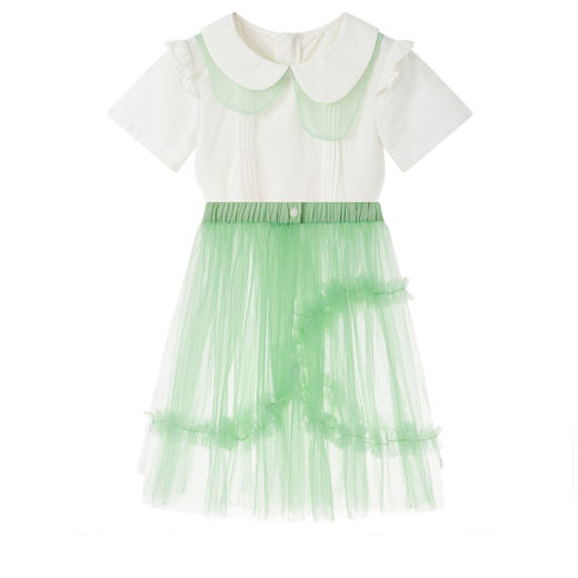 【MQD】女童夏季甜美荷叶边府绸连衣裙套装 商品图4