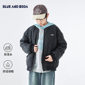 蓝汽水2025年冬季新款亲子中大童菱形格纹棒球棉服抗皱防泼水外套