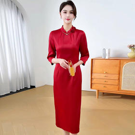 QYM 88568-Y妈妈礼服裙红色旗袍连衣裙