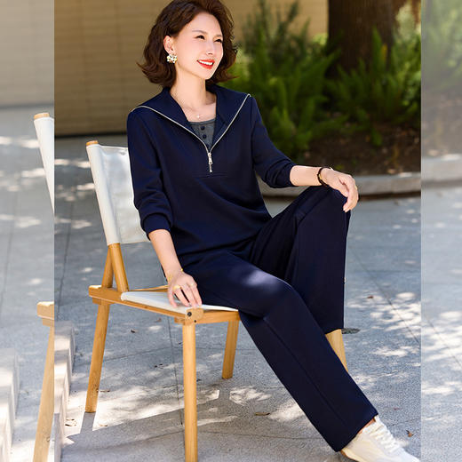 FW 168妈妈秋装时尚运动套装洋气卫衣宽松上衣休闲两件套 商品图0