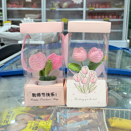 【郁见美好】教师节粉色2头郁金香桌面摆件 1份（3份十堰主城区包邮） 商品图2