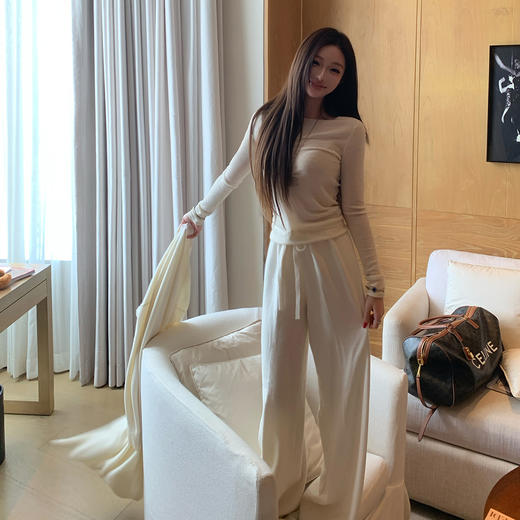 LIN BOUTIQUE  通勤懒人福音 百搭休闲垂感宽松慵懒感阔腿裤长裤 商品图3