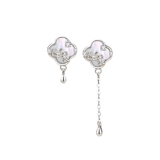 【贝母四叶】纯银四叶草贝母耳钉【JHY-E001108B】 商品图4