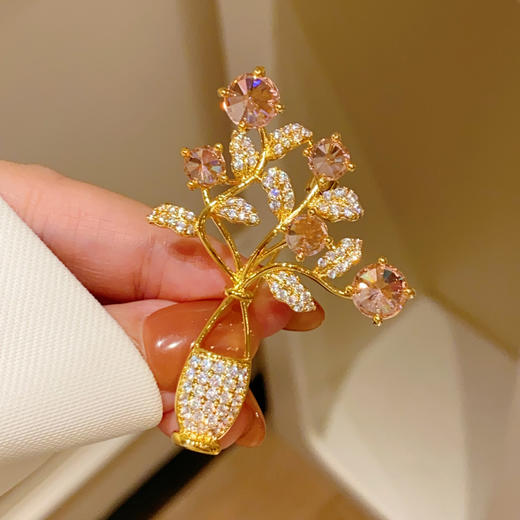 花瓶花束复古高档胸针气质西装胸花别针扣 商品图1