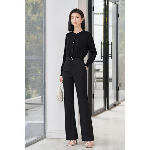 轻职西裤 米思阳2026春新款黑色西装裤职业长裤正装裤高级感垂感高腰直筒裤子女4339 商品图3