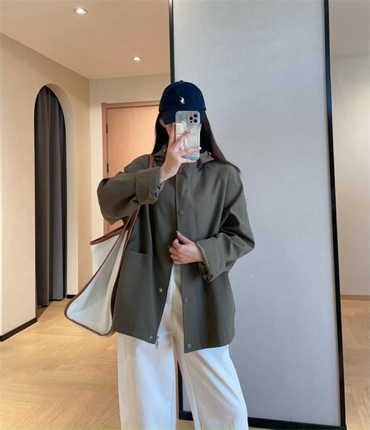 秋新款天丝棉廓形显瘦连帽风衣夹克外套 商品图11