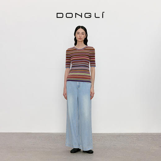 东黎 • 我不被驯化 里希特条纹 山羊绒女士秋季彩条半袖 5515 商品图1