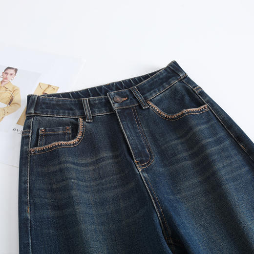 MYX时尚牛仔阔腿裤垂坠感休闲长裤2025年秋季新款修身显瘦高腰直筒裤 商品图3