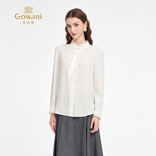 乔万尼2025秋季新品宫廷风领结白衬衫ED3C218 商品图2