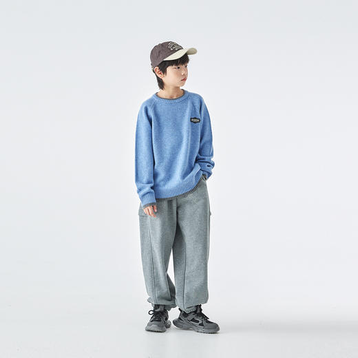 蓝汽水2025秋冬季新款亲子中大童全羊纱线打底衫蓬松保暖绵羊毛衫 商品图1