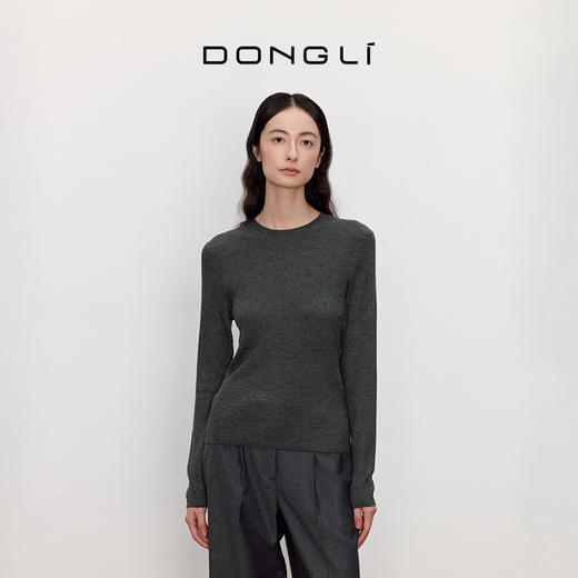 东黎 • 我不被驯化 衣橱核心 绒毛混纺女士秋季圆领抽条套衫 5536 商品图5