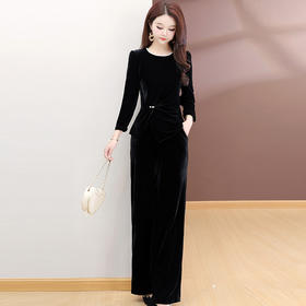 QYM 25YS22-Y套装金丝绒小衫+阔腿裤两件套