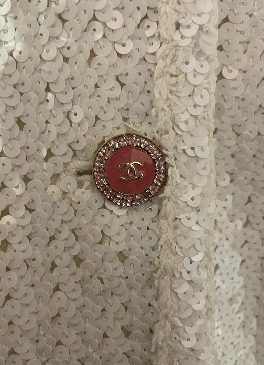 TY334-CHANEL香奈儿 SS22 亮片单排扣纯色圆领夹克小香风外套 女款 白色（PG） 商品图5