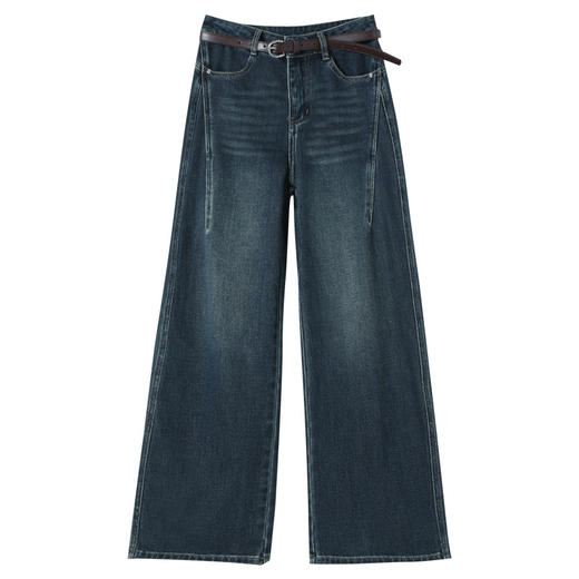 MYX窄版牛仔阔腿裤垂坠感修身直筒裤2025年秋季新款显瘦高腰休闲长裤 商品图4