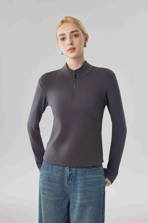 【合作款】女砂洗半拉链立领卫衣 商品图4