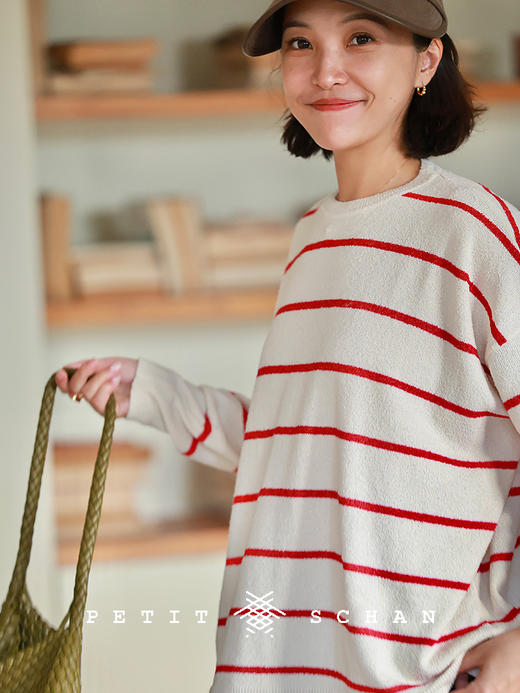 PETIT SCHAN小闪 CLO#897 Time scale 时光刻度 棉羊毛混纺套头条纹衫 商品图2