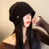 【秋冬季黑色包头堆堆帽子】金属小标慵懒风 高级感大头围显脸小冷帽 国庆出游 商品缩略图0