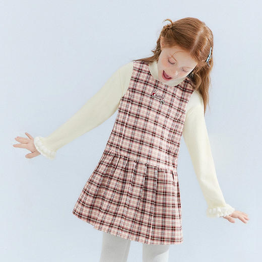 笛莎Deesha 童装女童连衣裙2025冬新款女童学院风格子背心裙 商品图1