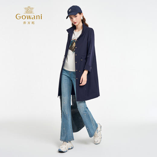 乔万尼2025秋季新品收腰简约宽松中长款风衣ED3A273 商品图2