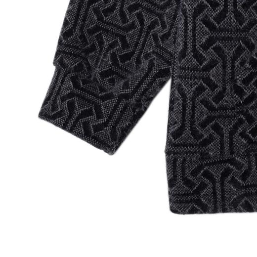 WY1120SDSA男士秋冬新款痞帅男装休闲绒毛暗纹提花抽绳连帽卫衣简约时尚 商品图3