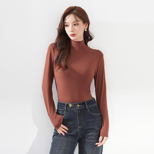 【亲肤暖绒❗️烟酰胺美肤打底衫】1件=内搭打底+外穿T恤，搭配单品神器，一年四季都能穿！面膜肌底打底上衣秋冬内搭修身保暖长袖半高领薄 商品图5