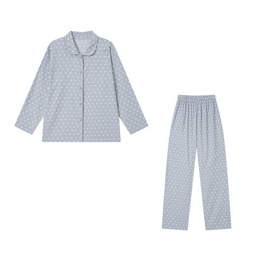 日式纯棉家居服 2025秋冬新款长袖开衫长裤条纹印花休闲可外穿睡衣套装 商品图4