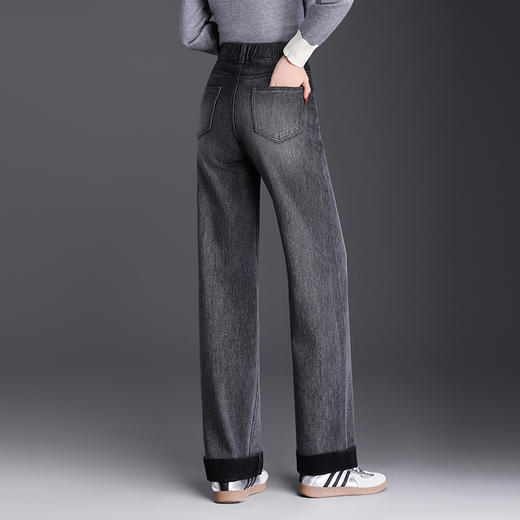 MYX烟灰色时髦牛仔阔腿裤垂坠感修身直筒裤2025年秋季新款休闲长裤女 商品图2