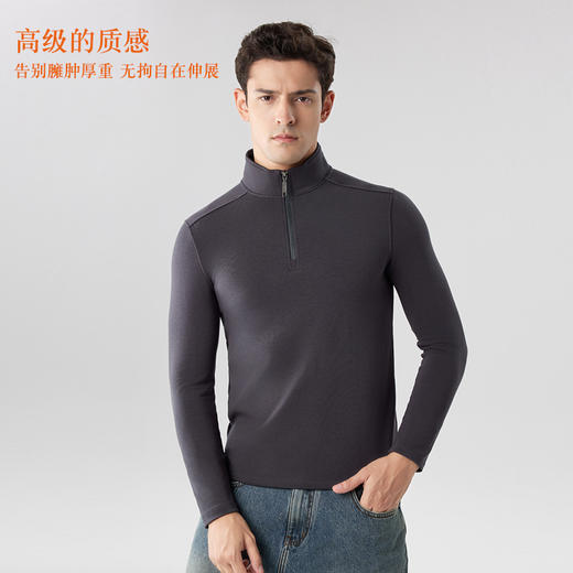 【合作款】}男砂洗半拉链立领卫衣 商品图1
