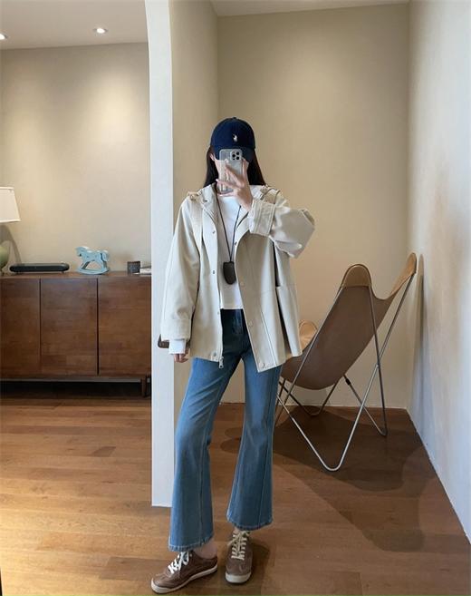 秋新款天丝棉廓形显瘦连帽风衣夹克外套 商品图2